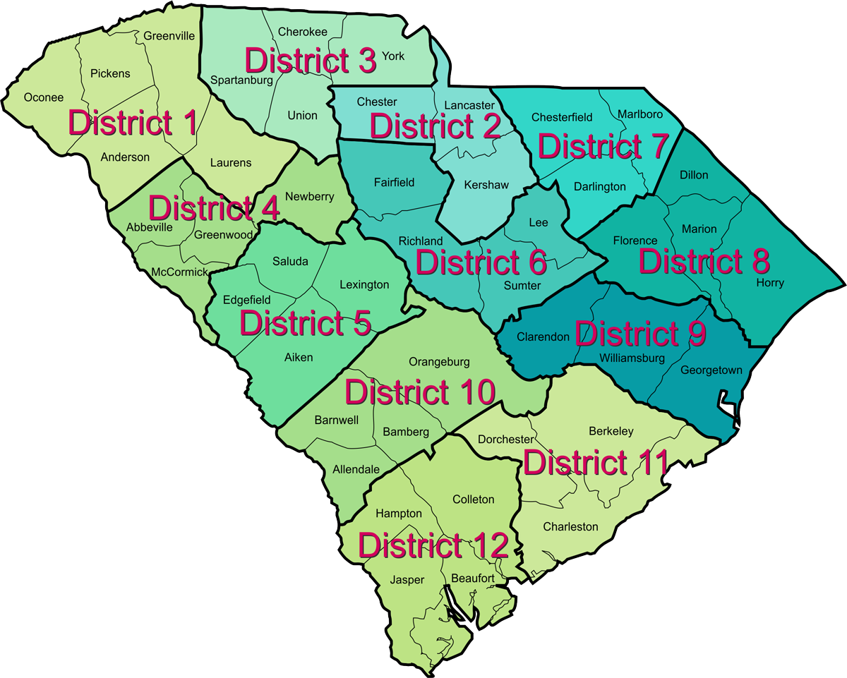 SC Tree Farm Districts Map